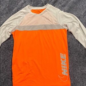 Nike youth Orange and White Long Sleeve Tee